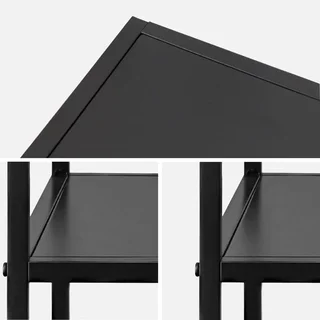 Lot de 2 tables de chevet métal noires style industriel avec étagère