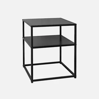 Lot de 2 tables de chevet métal noires style industriel avec étagère