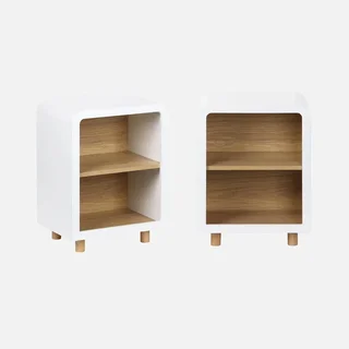 2 tables de nuit bois blanc double rangement ouvert design contemporain