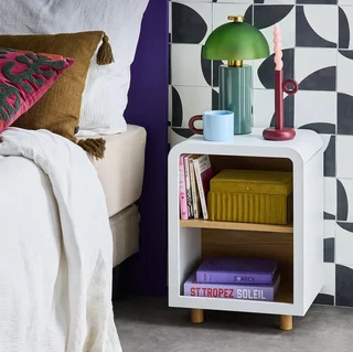 2 tables de nuit bois blanc double rangement ouvert design contemporain