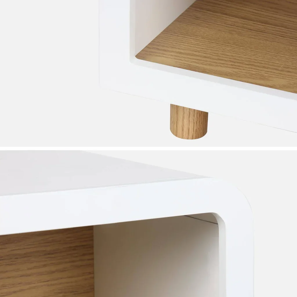 2 tables de nuit bois blanc double rangement ouvert design contemporain