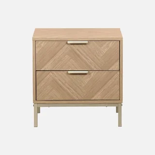 2 designer chevron wood nightstands 2 drawers - Budapest Collection