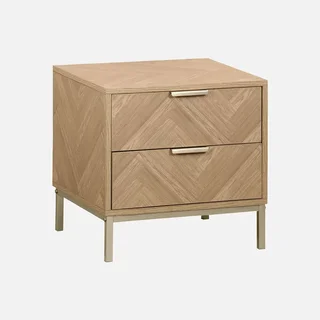 2 designer chevron wood nightstands 2 drawers - Budapest Collection