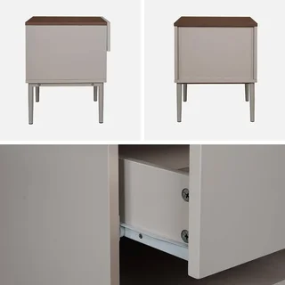 Lot de 2 tables de nuit industrielles métal et bois avec rangement