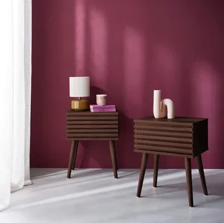 Scandinavian Wood Grain Nightstands with Drawer - Set of 2 Madere