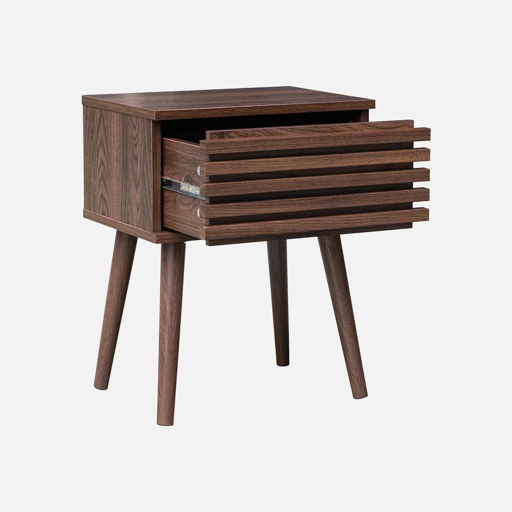 Scandinavian Wood Grain Nightstands with Drawer - Set of 2 Madere
