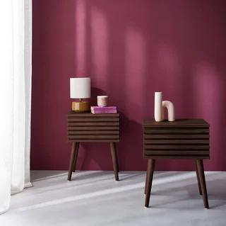 Scandinavian Wood Grain Nightstands with Drawer - Set of 2 Madere