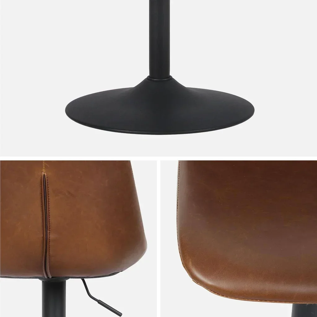 Lot de 2 tabourets de bar ajustables en similicuir vintage Noah - pivotants 60,5 à 81,5 cm