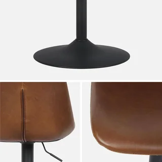 Lot de 2 tabourets de bar ajustables en similicuir vintage Noah - pivotants 60,5 à 81,5 cm