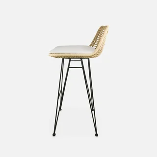 Tabourets bar rotin métal noir hauteur 67 cm lot 2