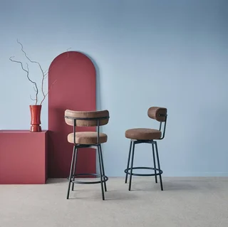 Lot de 2 tabourets de bar pivotants 66 cm métal similicuir marron