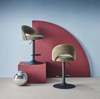 2 tabourets bar réglables tissu noir design contemporain