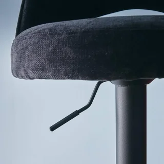 Lot de 2 tabourets de bar réglables en hauteur avec assise en tissu et pied noir mat
