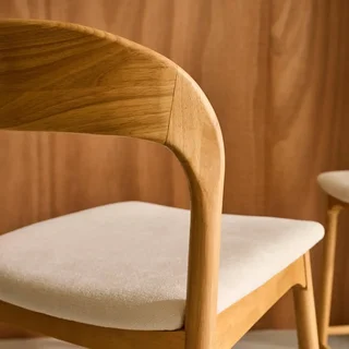 Tabourets bar rétro hévéa textile beige 67cm lot 2