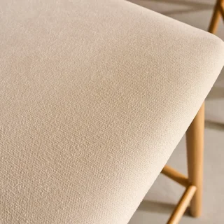 Tabourets bar rétro hévéa textile beige 67cm lot 2