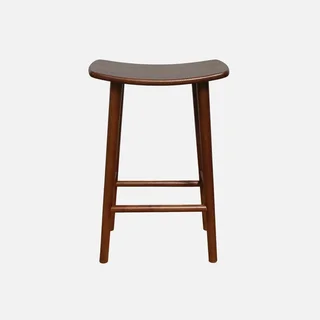 Lot de 2 tabourets de bar vintage bois hévéa noyer 66 cm Louna