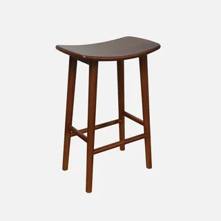 Lot de 2 tabourets de bar vintage bois hévéa noyer 66 cm Louna