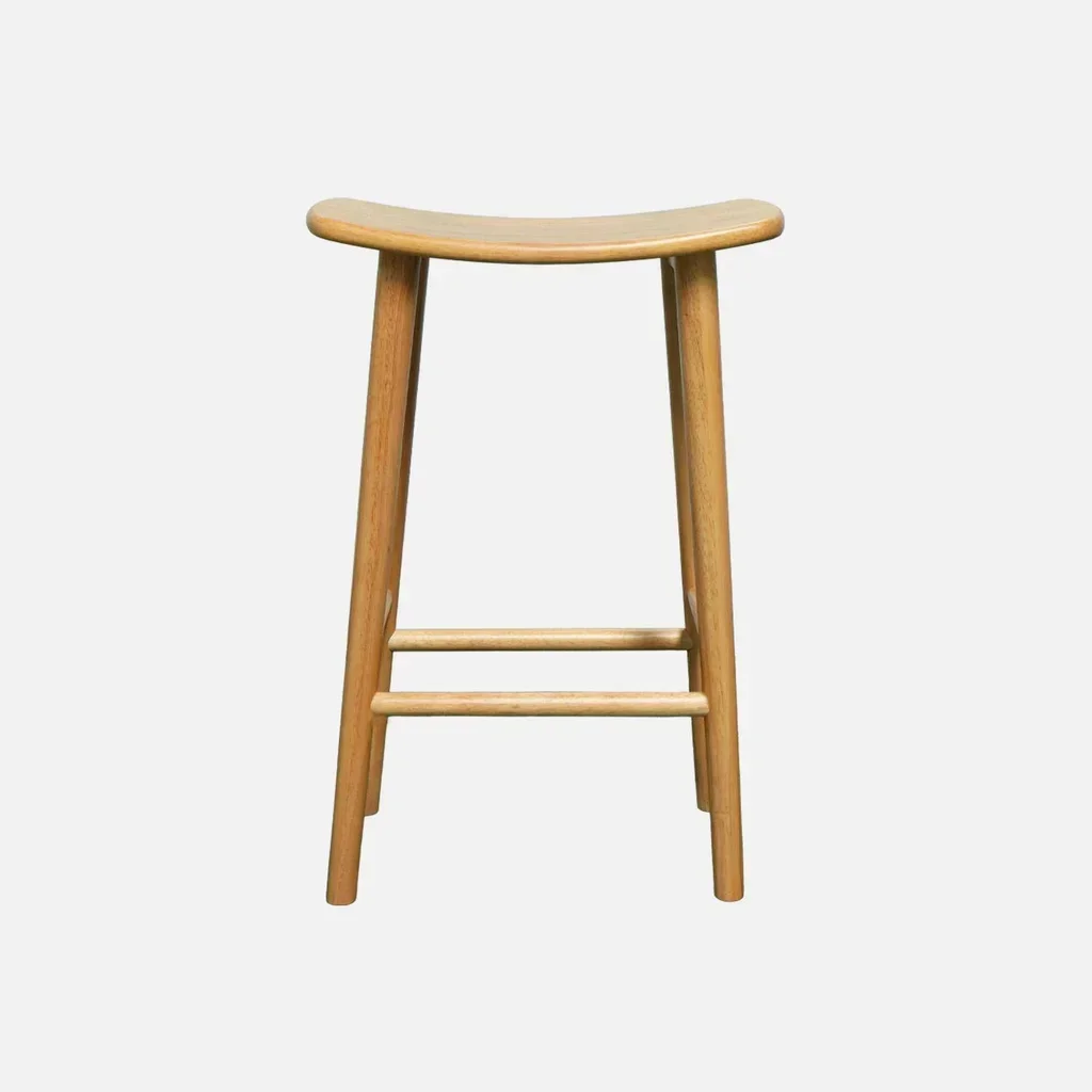 Tabourets bar vintage bois hévéa noyer 66 cm lot 2
