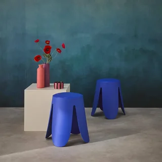 Tabouret design cuir synthétique empilable rose Niki