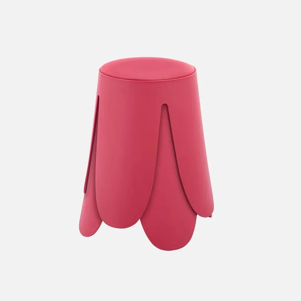 Lot 2 tabourets design Niki simili cuir rose empilables 46cm
