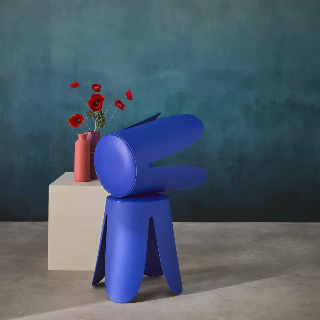 Tabouret design cuir synthétique empilable rose Niki