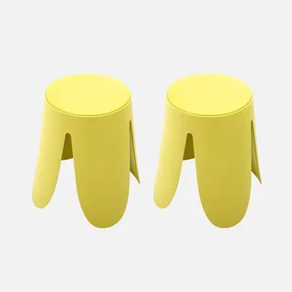 Lot de 2 tabourets design Niki empilables cuir synthétique rose