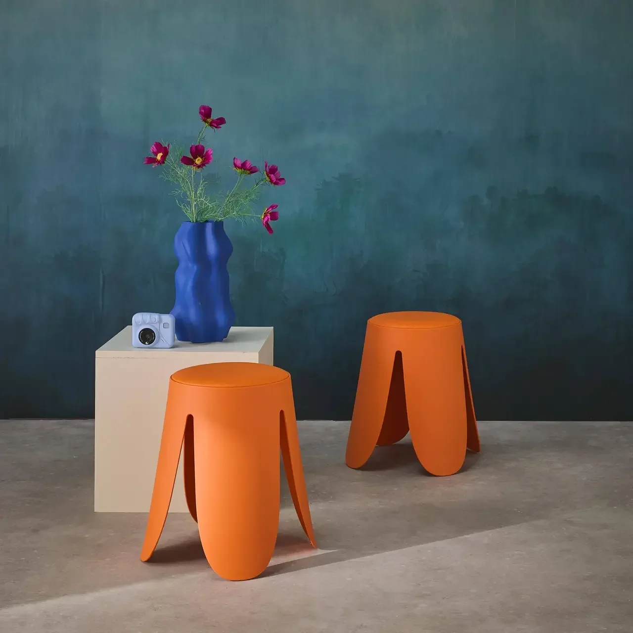 Lot de 2 tabourets design Niki simili cuir rose empilables