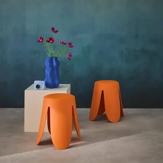 Lot de 2 tabourets design Niki simili cuir rose empilables