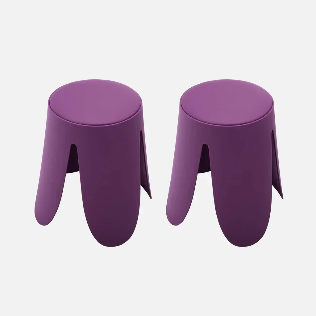 Lot de 2 tabourets design Niki cuir synthétique rose empilables