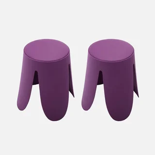 Lot de 2 tabourets design Niki cuir synthétique rose empilables