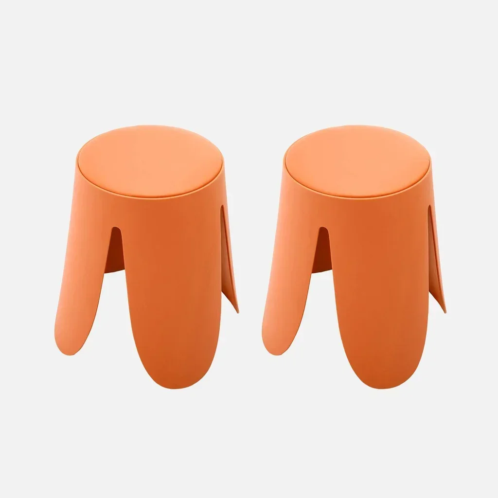 Lot de 2 tabourets design Niki simili cuir rose empilables