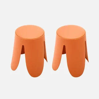 Lot de 2 tabourets design Niki simili cuir rose empilables