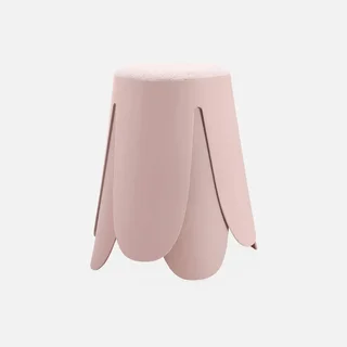Lot de 2 tabourets superposables Niki bouclette texturée noir design floral contemporain