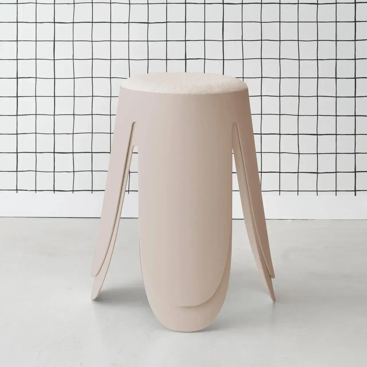 Lot de 2 tabourets superposables en bouclette texturée Niki - Noir