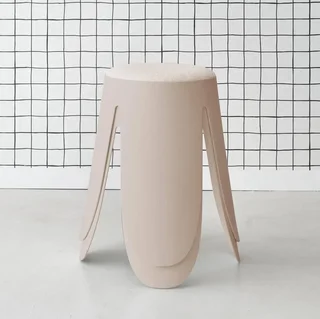 Lot de 2 tabourets superposables en bouclette texturée Niki - Noir