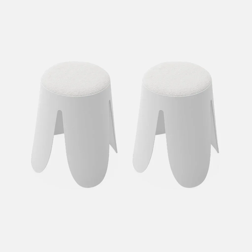 Lot de 2 tabourets Niki bouclette texturée noirs design contemporain