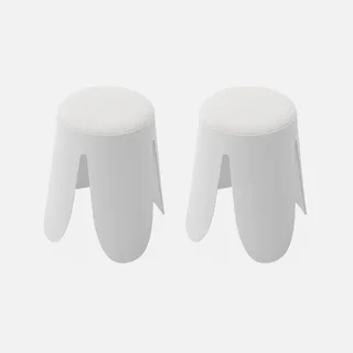 Lot de 2 tabourets Niki bouclette texturée noirs design contemporain