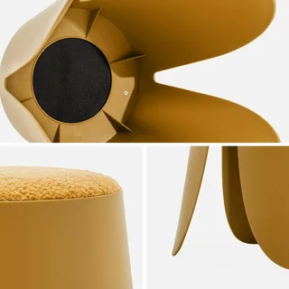 2 tabourets superposables bouclette texturée noir Niki 46cm