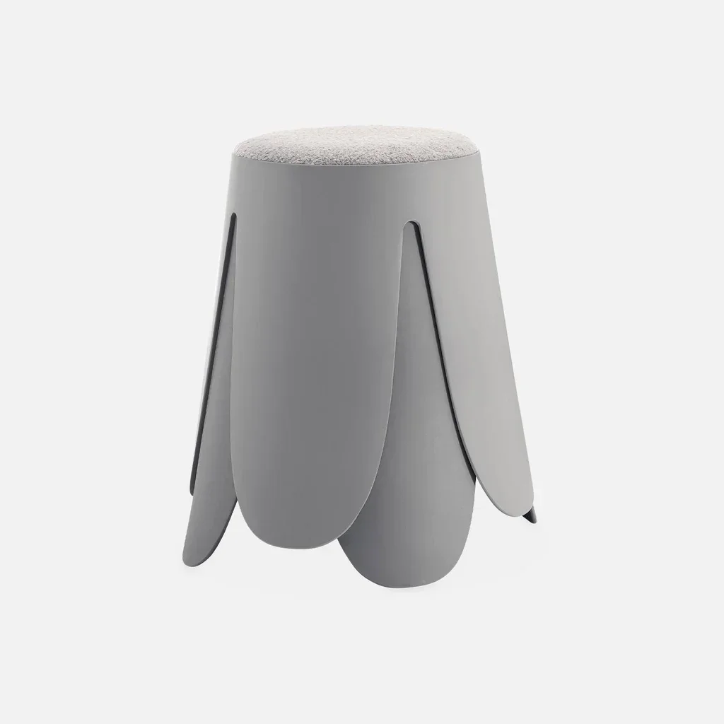 Lot 2 tabourets superposables bouclette texturée Niki noir