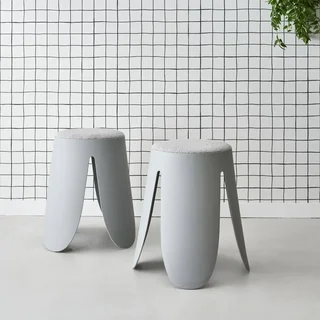 Lot 2 tabourets superposables bouclette texturée Niki noir