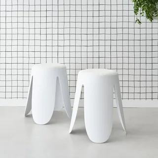 Lot de 2 tabourets Niki bouclette texturée noirs design contemporain