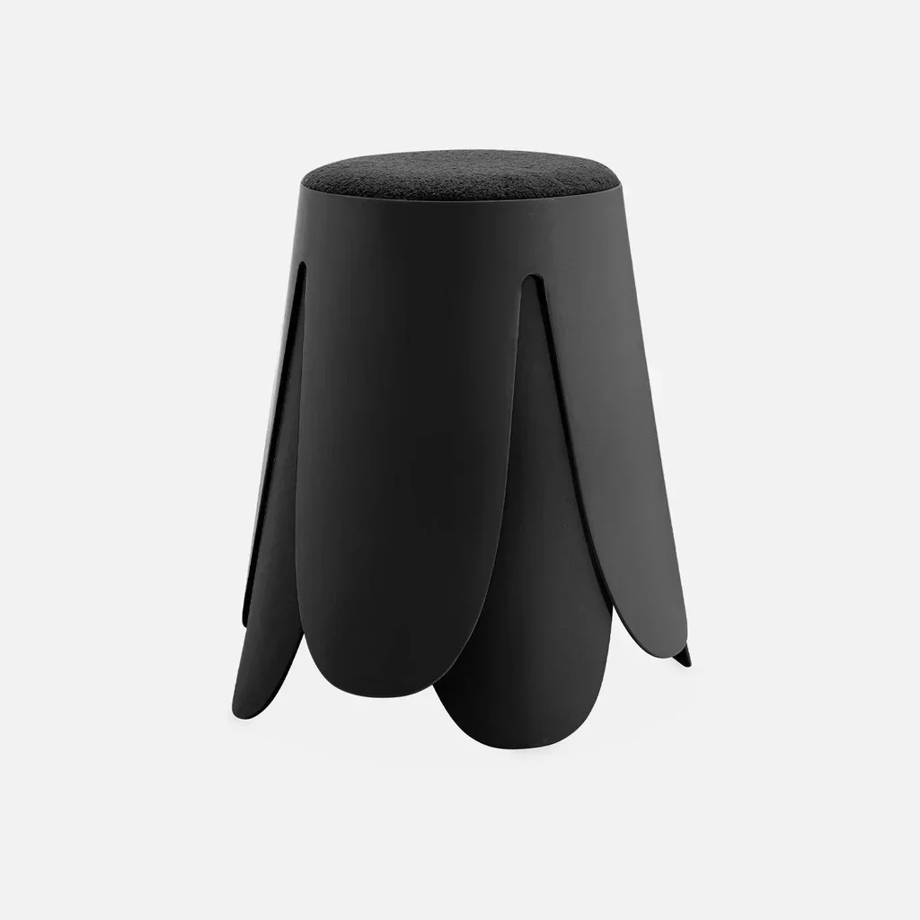 Lot de 2 tabourets Niki bouclette texturée noirs superposables design contemporain