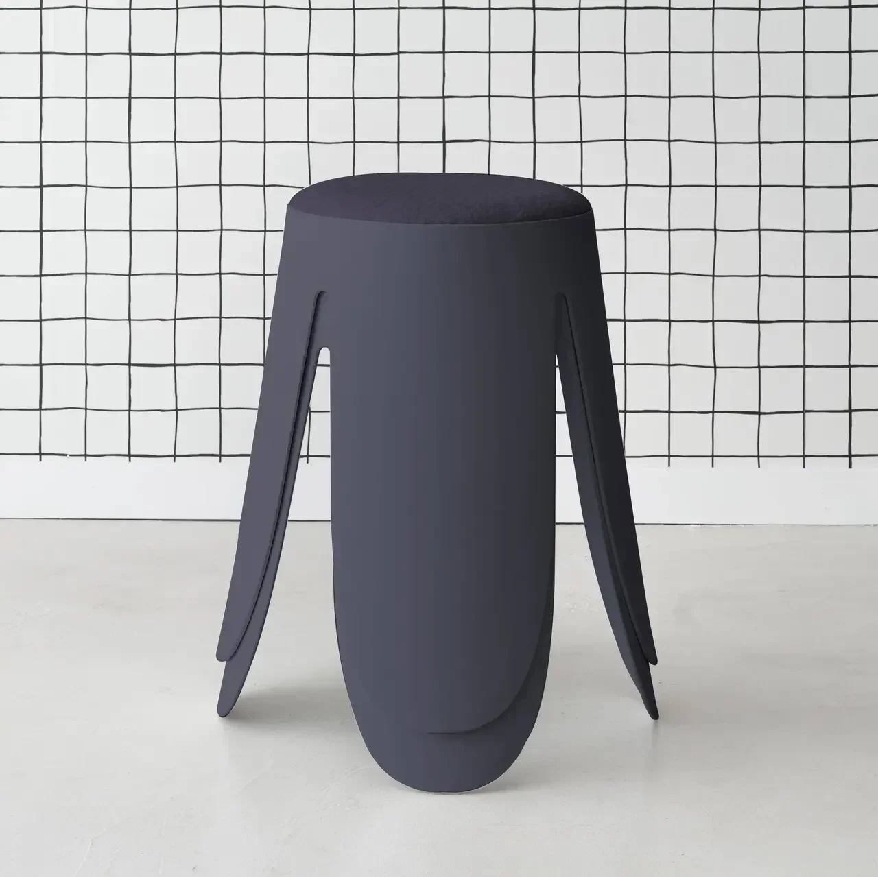 2 tabourets superposables bouclette texturée Niki noir 46cm