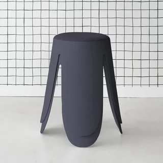 2 tabourets superposables bouclette texturée Niki noir 46cm