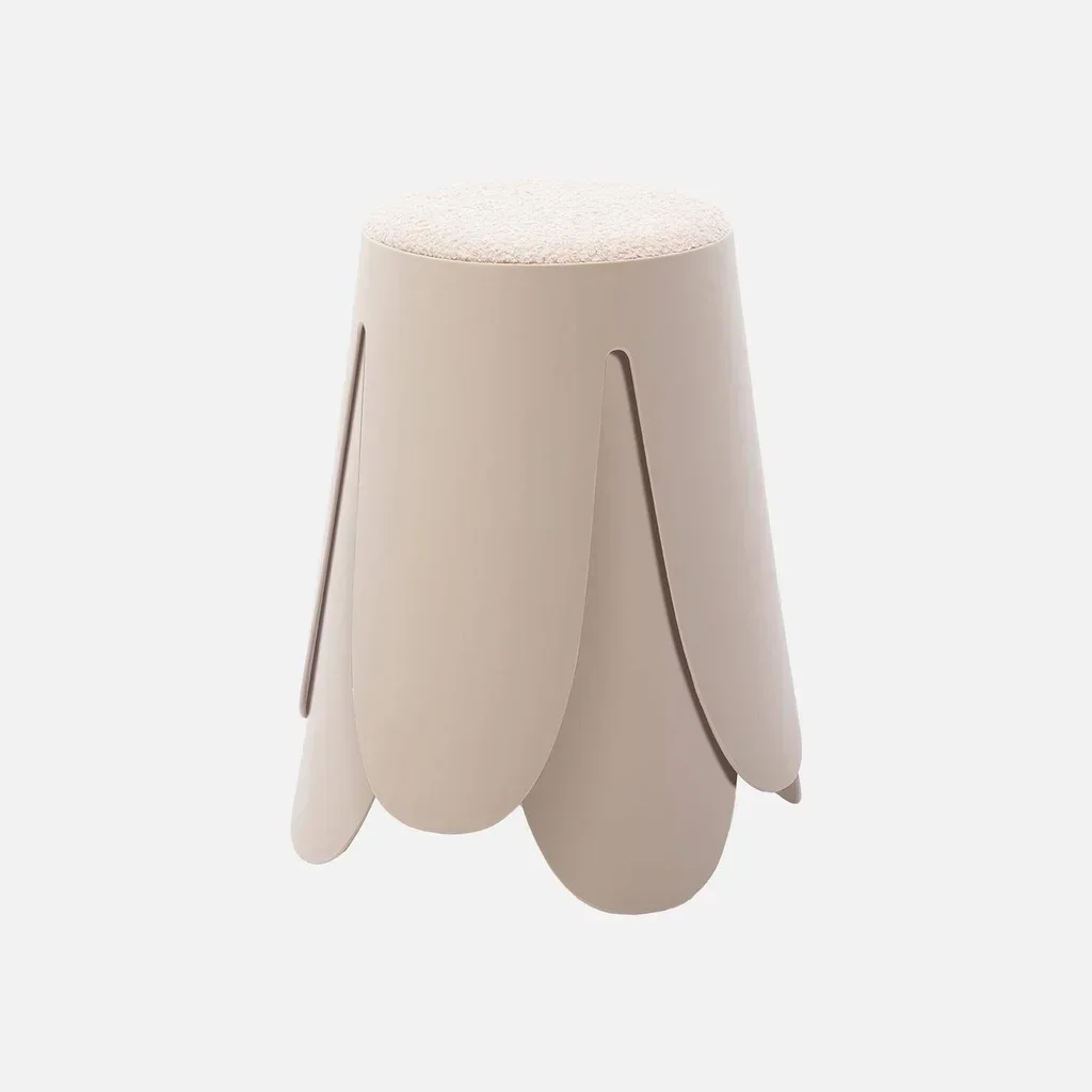Lot de 2 tabourets superposables en bouclette texturée Niki - Noir