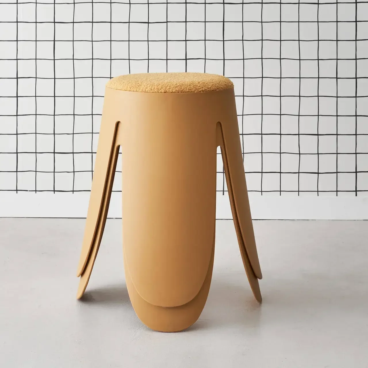 2 tabourets superposables bouclette texturée noir Niki 46cm