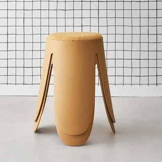 2 tabourets superposables bouclette texturée noir Niki 46cm
