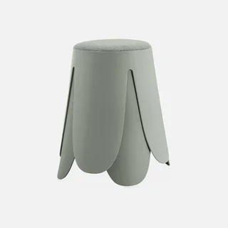 Lot 2 tabourets bouclette texturée Niki noir design floral contemporain
