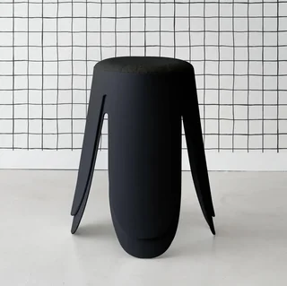 Lot de 2 tabourets Niki bouclette texturée noirs superposables design contemporain