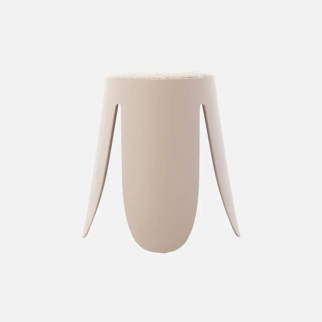 Lot de 2 tabourets superposables en bouclette texturée Niki - Noir